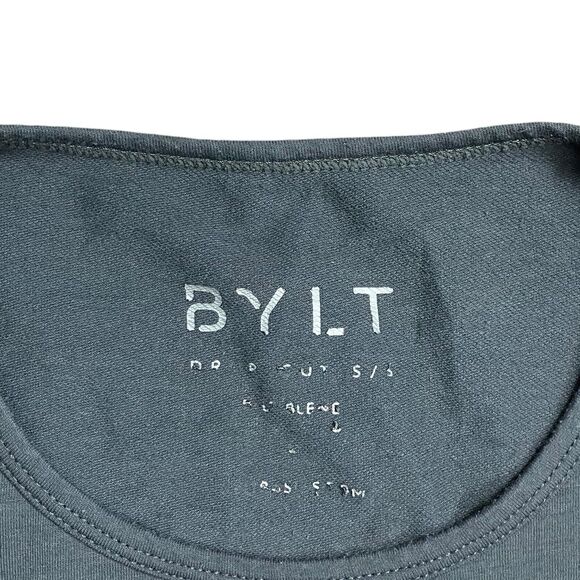 Bylt Shirt Mens M Drop Cut S/s Lux Grey Premium Gym Performance Stretch Workout - Picture 3 of 9